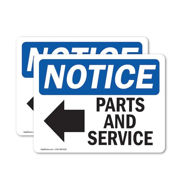 Signmission Parts And Service (Left Arrow) Sign With Symbol, 5 in W x Rectangle, Vinyl Decal OS-2PACK-NS-D-35-L-17135 - main